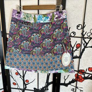 Moshiki Hot Cookie Bread Long Reversible Adjustable Mini Wrap Skirt New